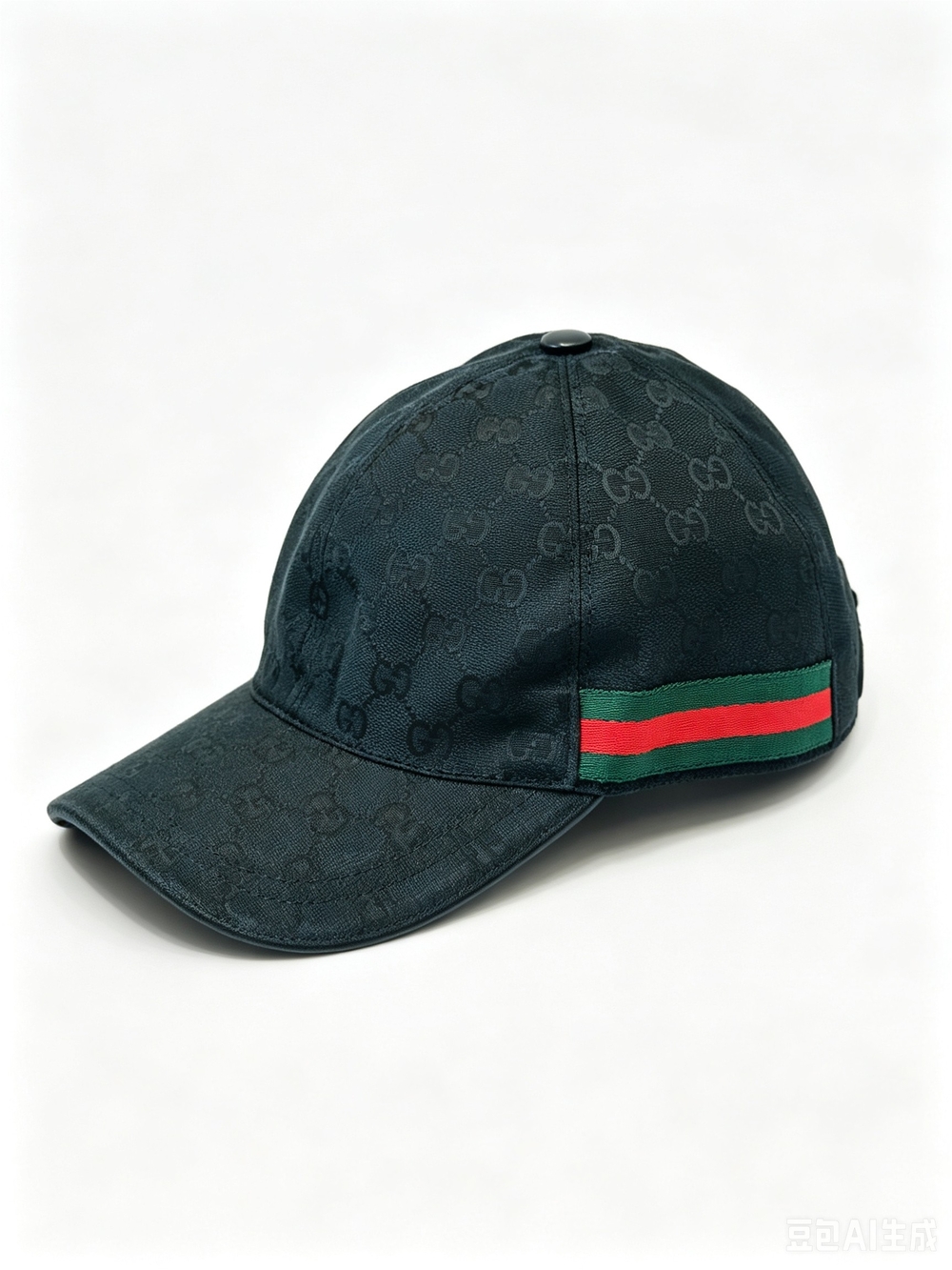Gucci Monogram Baseball Cap with Signature Web Stripe - Black